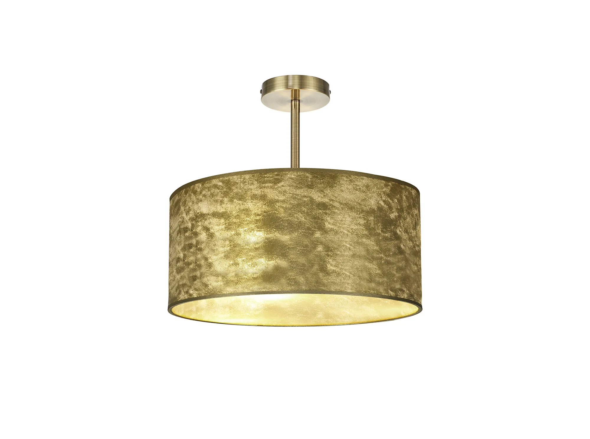 DK0823  Baymont 40cm Semi Flush 1 Light Antique Brass, Gold Leaf